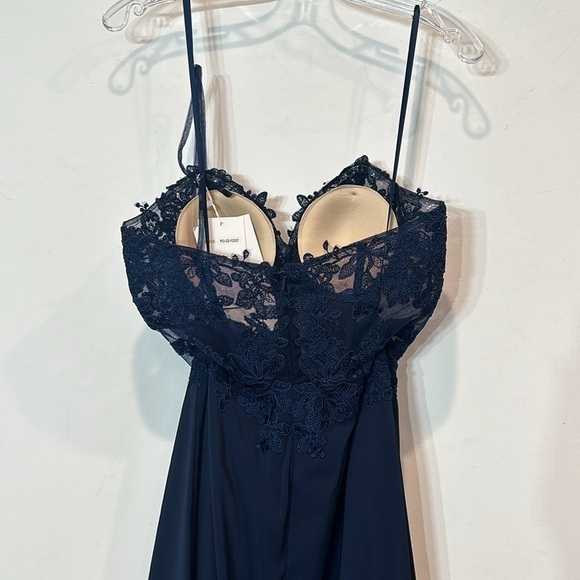 New hello Gorgeous Neptune navy corset upper prom dress gown women’s size 2 - Picture 7 of 9